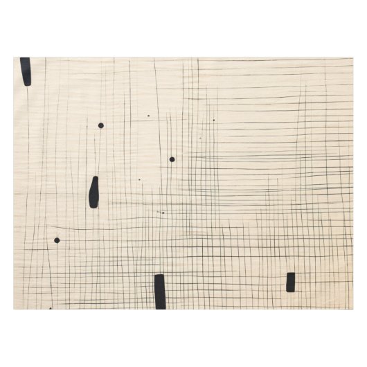 Einfache Schwarz und Beige Japandi Tischdecke (Vorderseite (Horizontal))