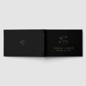 Einfache Schwarz und Gold | Botanische Monogramm-H Gästebuch (Voll)