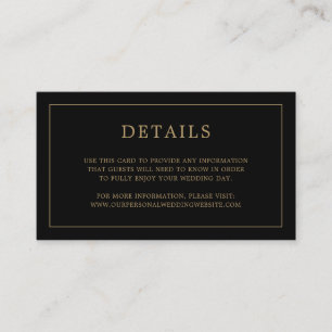 Einfache Schwarz und Gold Monogram Elegante Hochze Begleitkarte