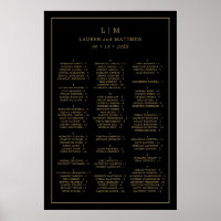 Einfache Schwarz und Gold Monogram Elegante Hochze