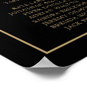 Einfache Schwarz und Gold Monogram Elegante Hochze Poster (Ecke)