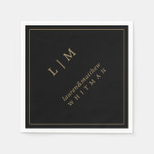 Einfache Schwarz und Gold Monogram Elegante Hochze Serviette (Vorderseite)