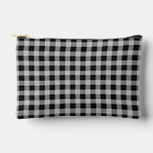 Einfache Schwarz und Grau Gingham Style Kariert Zubehörtasche (Vorderseite)