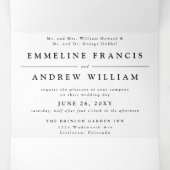 Einfache Schwarz und Weiß in einer Hochzeit Dreifach Gefaltete Ankündigung (Innenseite Mitte)