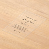 Einfache Schwarz und Weiß Moderne Hochzeit Acryleinladungen (Ablage )