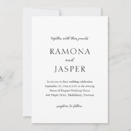 Einfache Schwarz und Weiß Moderne Hochzeit Einladung