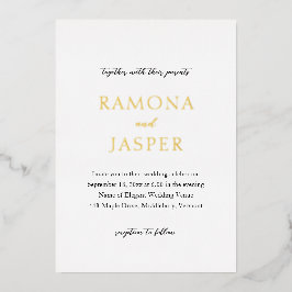 Einfache Schwarz und Weiß Moderne Hochzeit Folieneinladung