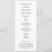 Einfache Schwarz und Weiß Moderne Hochzeit Programm (Rückseite)