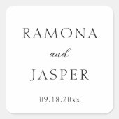 Einfache Schwarz und Weiß Moderne Hochzeit Quadratischer Aufkleber (Vorderseite)