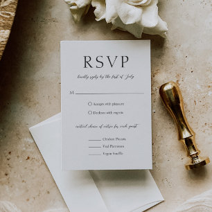 Einfache Schwarz und Weiß Moderne Hochzeit RSVP Karte