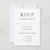 Einfache Schwarz und Weiß Moderne Hochzeit RSVP Karte (Vorderseite)