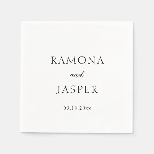 Einfache Schwarz und Weiß Moderne Hochzeit Serviette (Vorderseite)