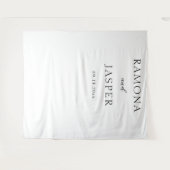 Einfache Schwarz und Weiß Moderne Hochzeit Wandteppich (Vorderseite (Horizontal))