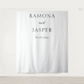 Einfache Schwarz und Weiß Moderne Hochzeit Wandteppich (Vorderseite)