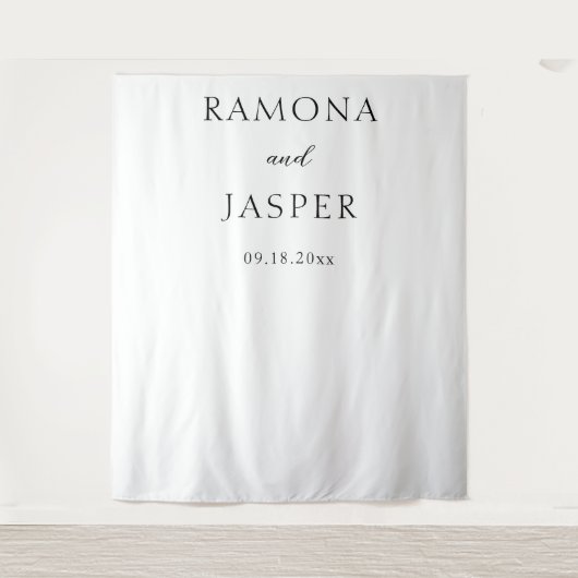 Einfache Schwarz und Weiß Moderne Hochzeit Wandteppich (Vorderseite)