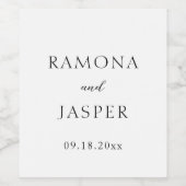 Einfache Schwarz und Weiß Moderne Hochzeit Weinetikett (Einzelnes Label)