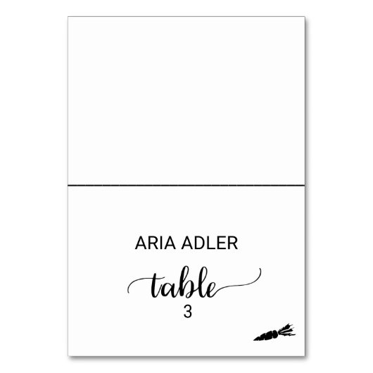 Einfache Schwarz-Vegetarisches Essen Option Platzk Tischnummer (Vorderseite)