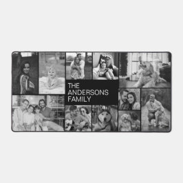 Einfache Schwarz-Weiß 11-Familie FotoCollage Schreibtischunterlage