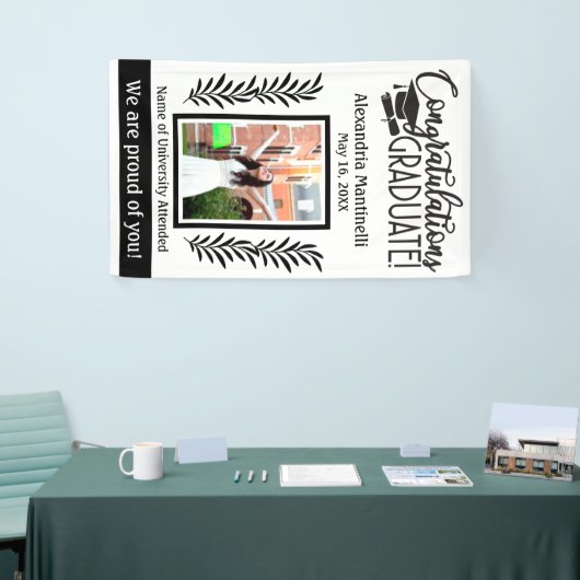 Einfache Schwarz/Weiß-Abschluss 1 Foto Vertikal Banner (Messeveranstaltung)