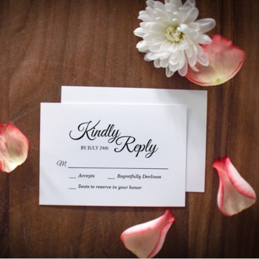 Einfache Schwarz-Weiß-Antwort-Karte RSVP Karte