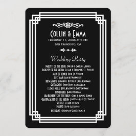 Einfache Schwarz-Weiß-Art-Déco-Hochzeitsprogramme Programm