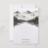 Einfache Schwarz-Weiß-Bergsee Hochzeit RSVP Karte (Rückseite)