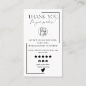 Einfache Schwarz-Weiß-Bestellung Vielen Dank Visitenkarte (Vorderseite)