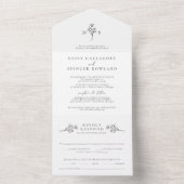 Einfache Schwarz-Weiß-Bläschen-Monogramm-Hochzeit All In One Einladung (Innen Boden)