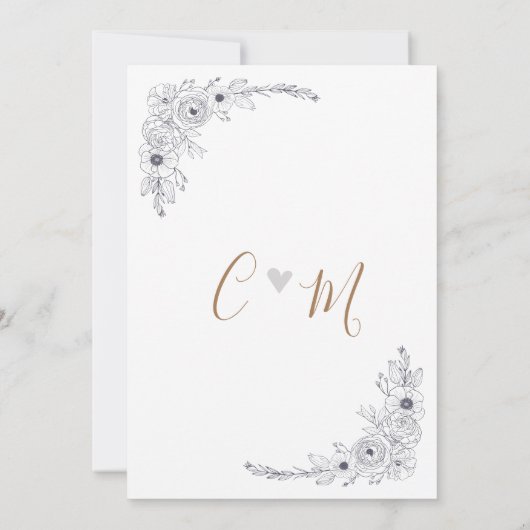 Einfache Schwarz-Weiß-Bläschen-Monogramm-Hochzeit Einladung (Rückseite)