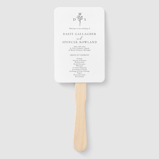 Einfache Schwarz-Weiß-Bläschen-Monogramm-Hochzeit Fächer (Vorderseite)