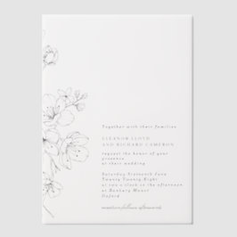 Einfache Schwarz-Weiß-Blossom Blumenzehen Pergament Einladungen