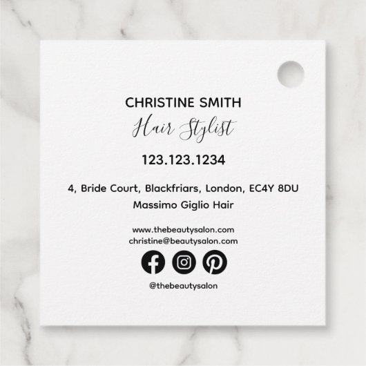 Einfache Schwarz-Weiß-Blume Geschenkanhänger (Rückseite)