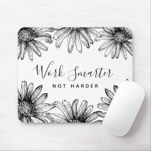 Einfache Schwarz-Weiß-Blume Mousepad