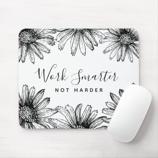 Einfache Schwarz-Weiß-Blume Mousepad (Mit Mouse)