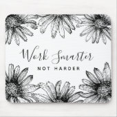 Einfache Schwarz-Weiß-Blume Mousepad (Vorne)