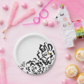 Einfache Schwarz-Weiß-Blume Zeichnend Party Pappteller (Party)