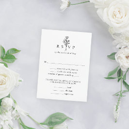 Einfache Schwarz-Weiß-Blütenhochzeit RSVP Karte