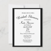 Einfache Schwarz-Weiß-Brautparty-Karte Einladung (Vorderseite)