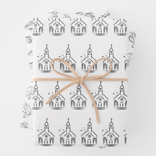 Einfache Schwarz/Weiß-Bridal/Polterabend Geschenkpapier Set (Beispiel)