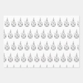 Einfache Schwarz/Weiß-Bridal/Polterabend Geschenkpapier Set (Vorderseite)