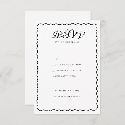 Einfache Schwarz-Weiß-Brille-Hochzeit RSVP Karte (Vorne/Hinten)