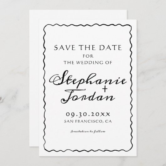 Einfache Schwarz-Weiß-Brille-Hochzeit Save The Date (Vorne/Hinten)