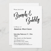 Einfache Schwarz-Weiß-Brunch- und Bubbly-Typografi Einladung (Vorne/Hinten)