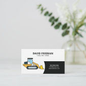 Einfache Schwarz-Weiß-Bulldozer-Konstruktion Visitenkarte (Stehend Vorderseite)