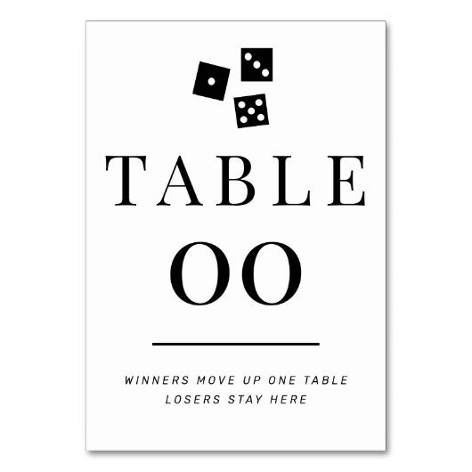 Einfache Schwarz-Weiß-Bunco JEDE Tischnummer (Vorderseite)