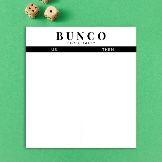 Einfache Schwarz-Weiß-Bunco-Tabelle - Notepad Notizblock