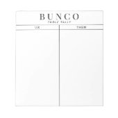 Einfache Schwarz-Weiß-Bunco-Tal Notizblock (Vorderseite)