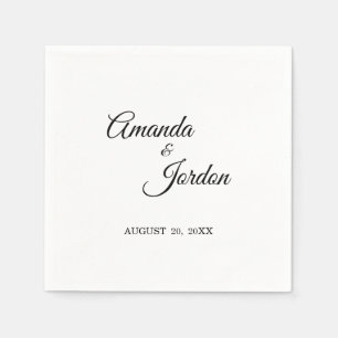 Einfache Schwarz-Weiß-Calligrafie-Cocktails Serviette