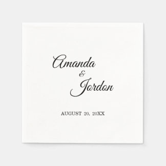 Einfache Schwarz-Weiß-Calligrafie-Cocktails Serviette