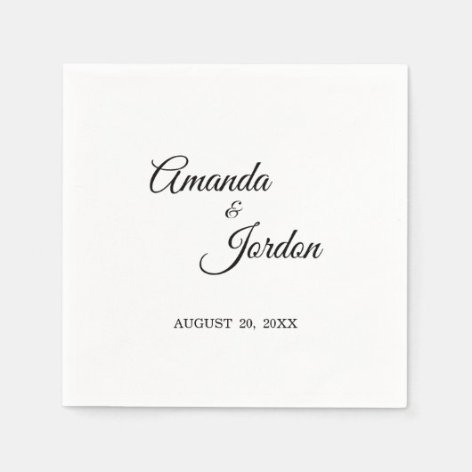 Einfache Schwarz-Weiß-Calligrafie-Cocktails Serviette (Vorderseite)